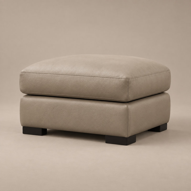 Cabo Heirloom Quality Ottoman in Buttery Soft 100% Top Grain Leather, Made to Order, Boca Cashmere