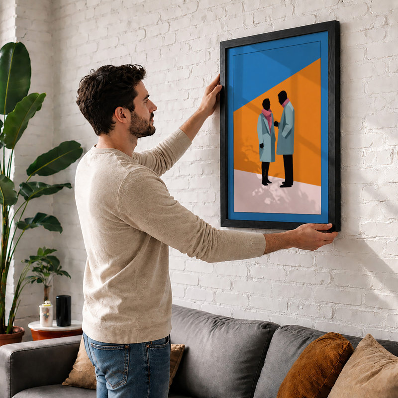 Business Conversation Modern - Framed Print, A3 - 42.0 x 29.7 cm, Black