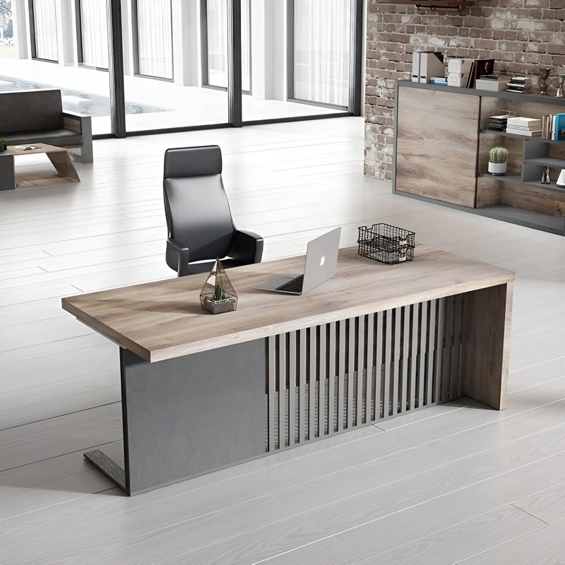 Bureau de direction moderne, bureau d'écriture d'ordinateur pour bureau à domicile, bureau de mobilier de bureau, poste de travail en acier inoxydable, structure robuste, bureau épais de 1,97 po