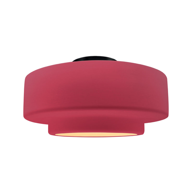Plafonnier semi-encastré en céramique Dottie, H 8 po x l 16,5 po x P 16,5 po, Cerise, Noir mat