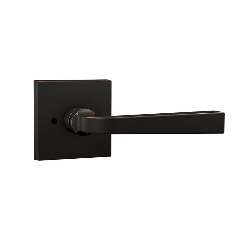 Bravura 904S-7 intimité avec levier contemporain sur rosette carrée contemporaine bronze huilé, Bronze frotté à l'huile