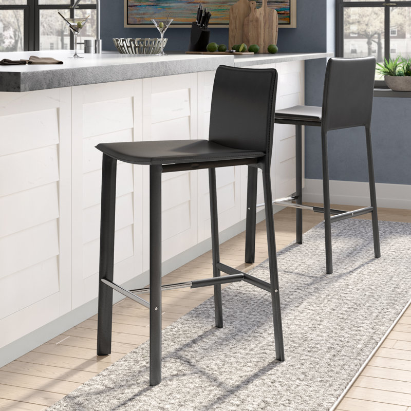 Tabouret de comptoir et de bar Anjail, Noir, Tabouret de comptoir (siège d’une hauteur de 24
