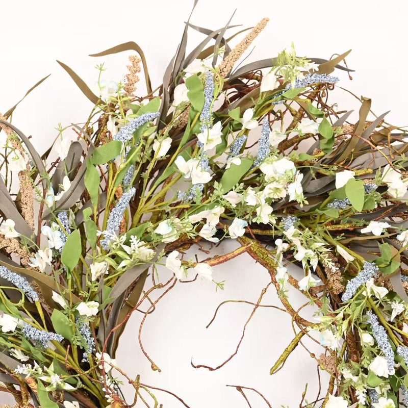 Couronne florale 26 po pour la porte de l'Action de grâce, Bleu
