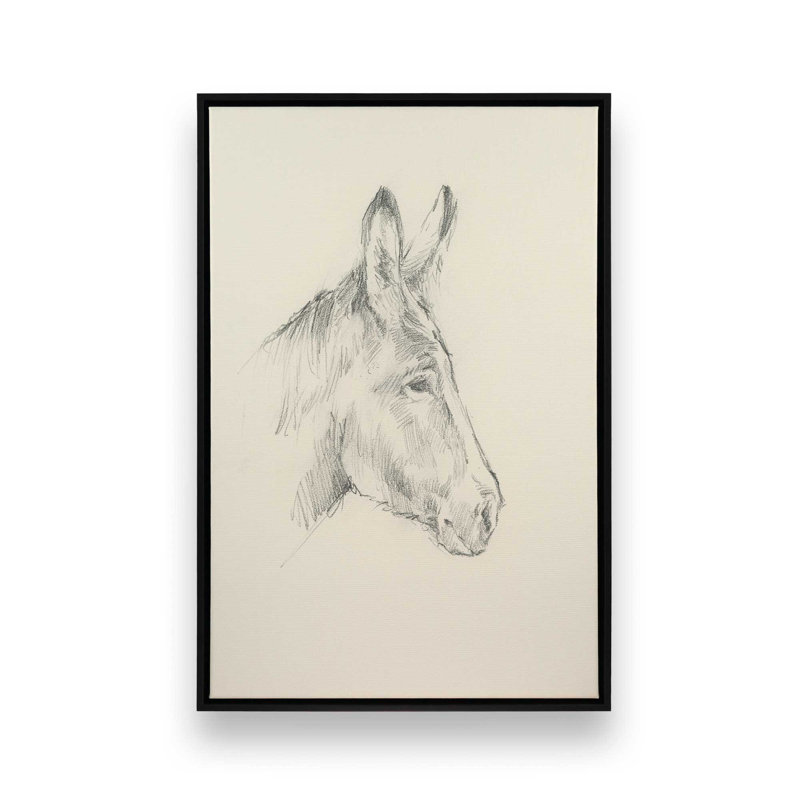 «Donkey Study I» par Ethan Harper, reproduction d'art, H 48 po x l 36 po, «Floater», reproduction encadrée sans passe-par