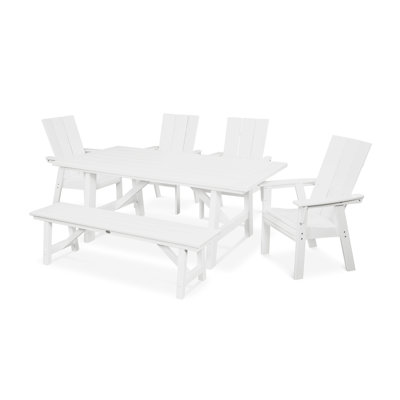 Ensemble de salle à manger campagnard rustique moderne avec banc Adirondack 6 pièces Modern