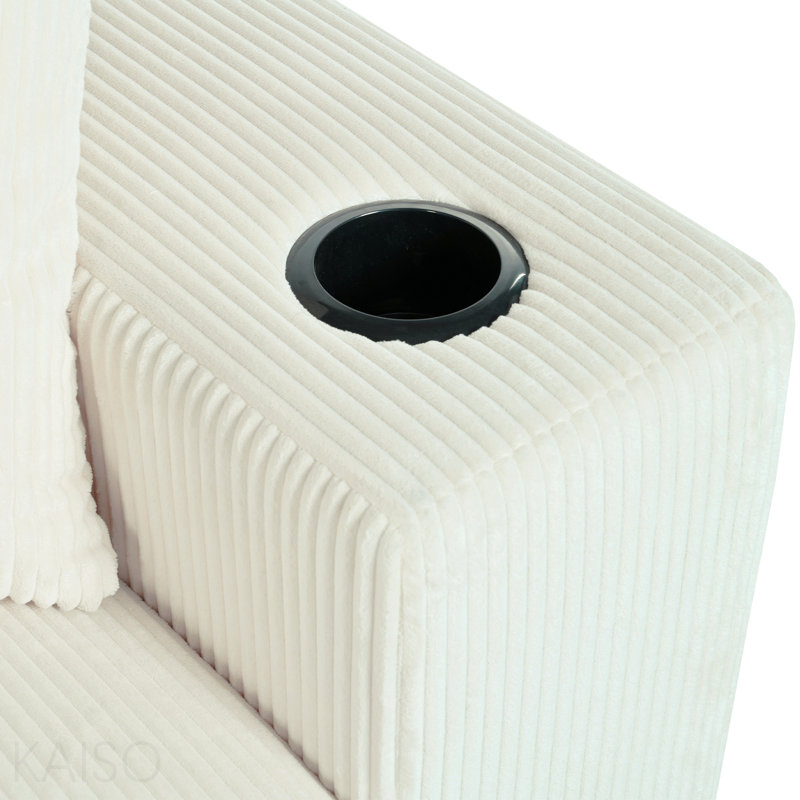 Grand canapé modulaire Mirod avec coussins épais, porte-gobelets et ports de charge intégrés