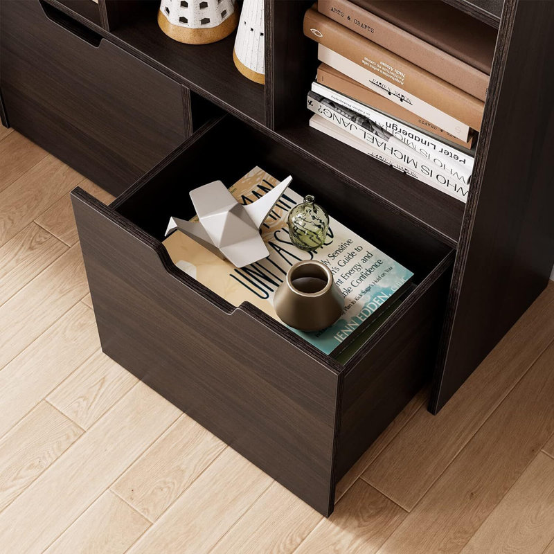 Rayfus Bookcase Storage Bookcase, Brown