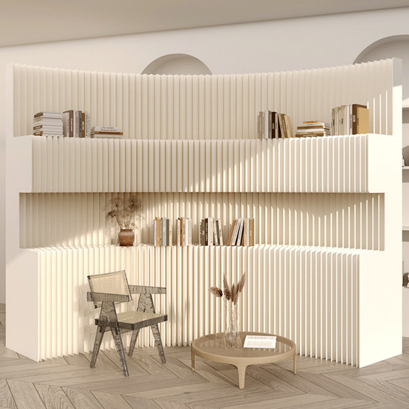 Cloison de présentation portable en papier pliable, cloison autoportante sans perçage avec rangement, écran de séparation d'espace décoratif pour usage commercial
