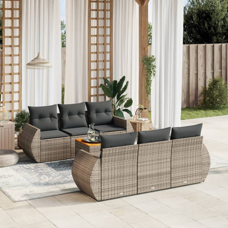  Ensemble de canapé de jardin gris