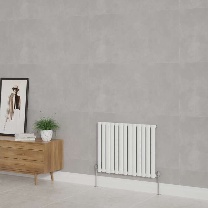 Shirly Horizontal Oval Panel Radiators, Gloss White, 60cm H x 76.7cm W, 1