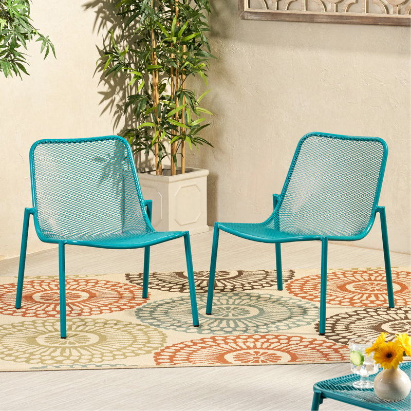 Chaises empilables pour l'extérieur, stable, l 26 po x P 22,77 po, espaces en métal de couleur bleu sarcelle