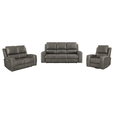Boyce Charcoal 3-piece Triple Power Reclining Sofa Set
