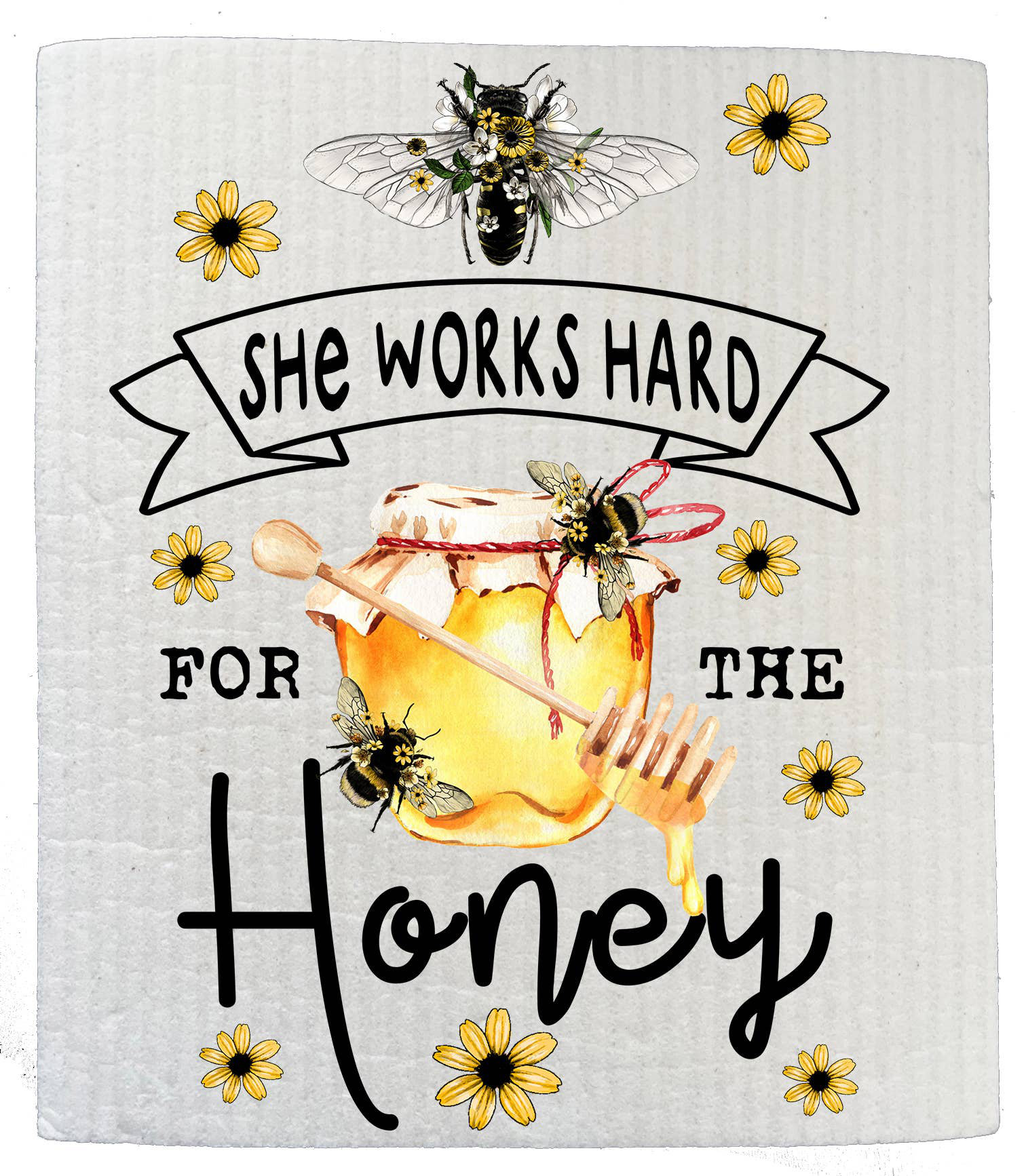 Bees/Honey Set of 3 (One of each design) Swedish Dishcloths