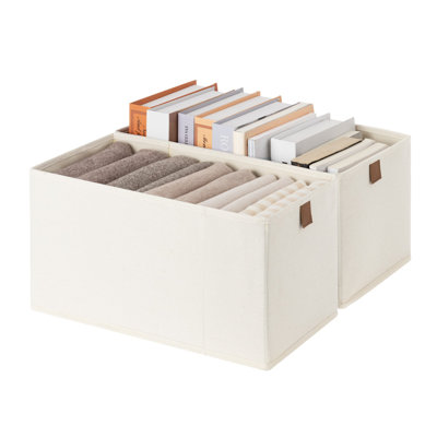 Fabric Storage Bins with Handles, Slim Foldable Baskets for Living Room, Bedroom, Kids' Room, Laundry Room