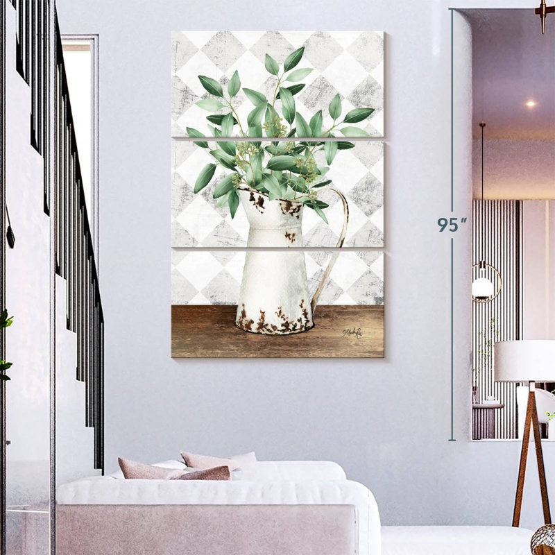 Pichet en eucalyptus, H 74 po x l 48 po