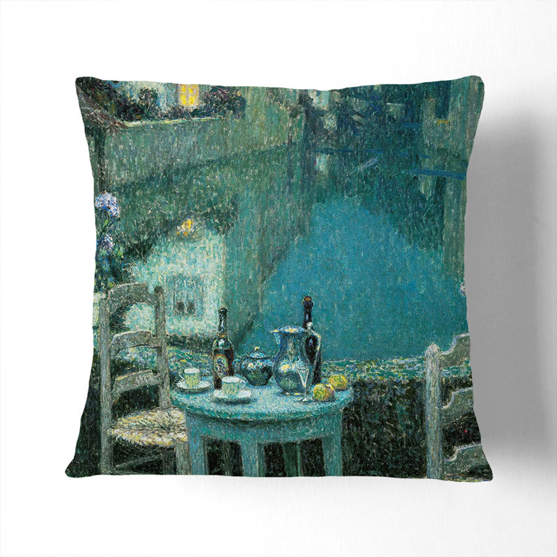 Small Table in Evening Dusk Scatter Cushion, 40cm H x 40cm W x 15cm D, Black