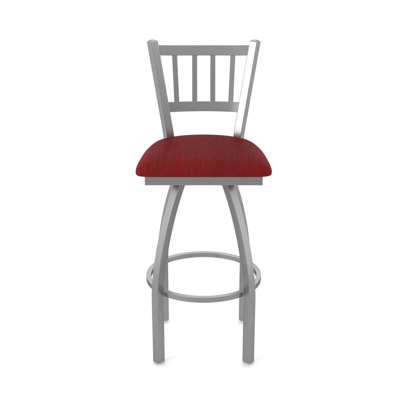 Tabouret pivotant 810 Contessa, Tissu - rubis graphique, Acier inoxydable, Tabouret de comptoir (siège d'une hauteur de 25 p