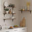 Longues tablettes murales longues - ensemble de 2 avec supports robustes en métal, brun rustique