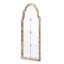 Grand miroir mural arqué en bois 22 po x 48 po, aspect fenêtre décorative, crème et or pour le salon, la salle de bain, le vestibule | Idée de cadeau