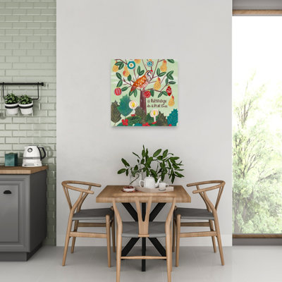 «A Partridge In A Pear Tree Abstract Contemporary Christmas Tree Bird Winter Landscape», reproduction d'art mural