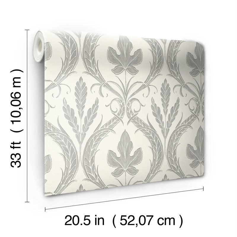 Damask Double Roll, Gray/Beige