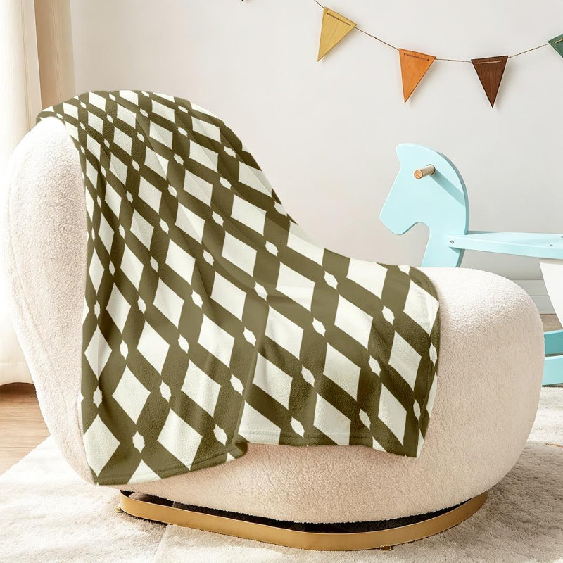 Jeté en flanelle dorée ultra douce, imprimé simple à motif géométrique simple, Throw 30" x 40"
