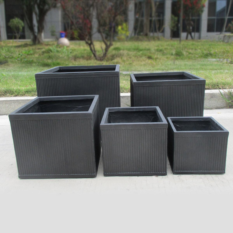 Vintage Ribbed Handmade Planter Box, 21cm H x 24cm W x 24cm D