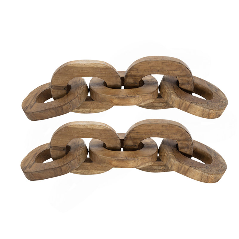 S/2 1.6X5.1X19.7" Decorative Teak Chain Decor