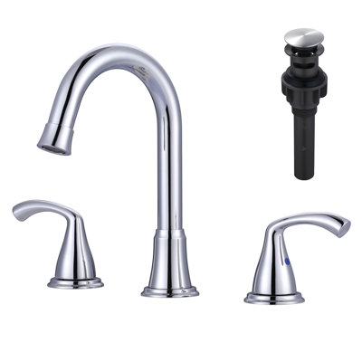 Widespread Bathroom Faucet with Drain Assembly