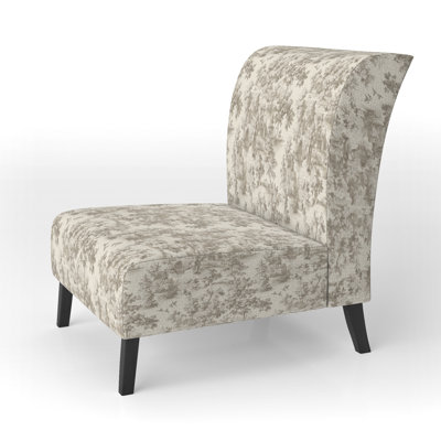 French Country Accent Chair - Neutral Toile Beige Slipper Chair