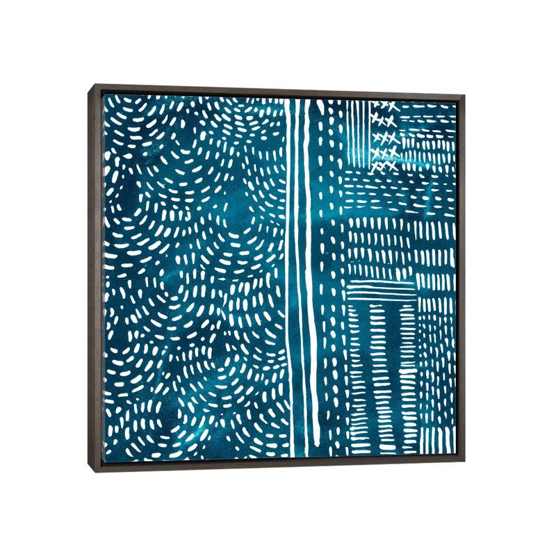 « Sashiko coutures II » par Chariklia Zarris-impression d’art graphique sur cadre flottant, H 18 po x l 18 po x 1,5 po