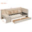 Lit de jour rembourré avec tiroirs, tablettes, armoires rabattables et table d'appoint-1829692558
