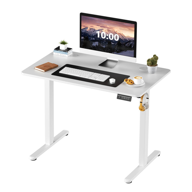 Bureau debout réglable électrique Oishee, 46,5 po H x 39 po L x 24 po P, Blanc