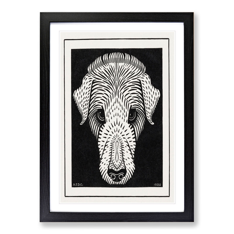 Dogs Head by Julie De Graag - Picture Frame Painting, 48cm H x 36cm W x 2cm D, Black Framed