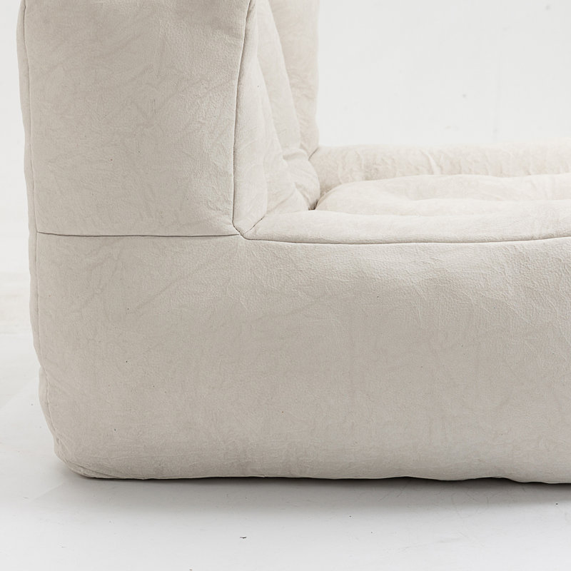 Fauteuil à billes Fluffy, Velours blanc
