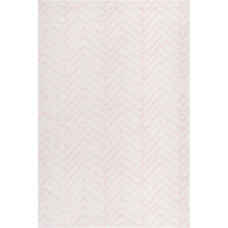 Roseanne Transitional Striped Performance Pink/Gray Rug, Rectangle 6'7" x 9'