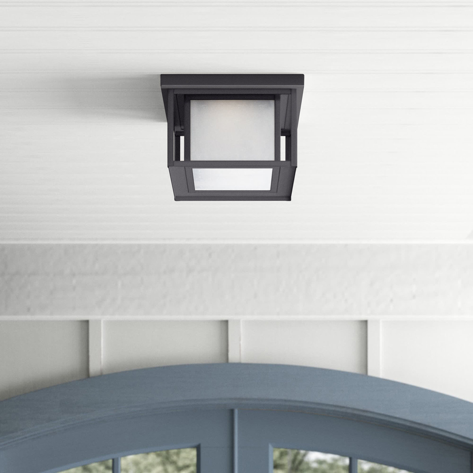 Vermont Square Outdoor Flush Mount, Black