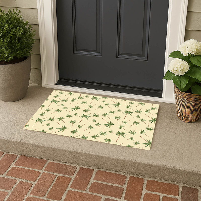 Summer Palms Outdoor Doormat, 24'' W x 17'' L, Yellow