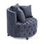 Chaise pivotante rembourrée en velours pour le salon, avec capitonnage à boutons et roues mobiles, comprenant 3 coussins, gris