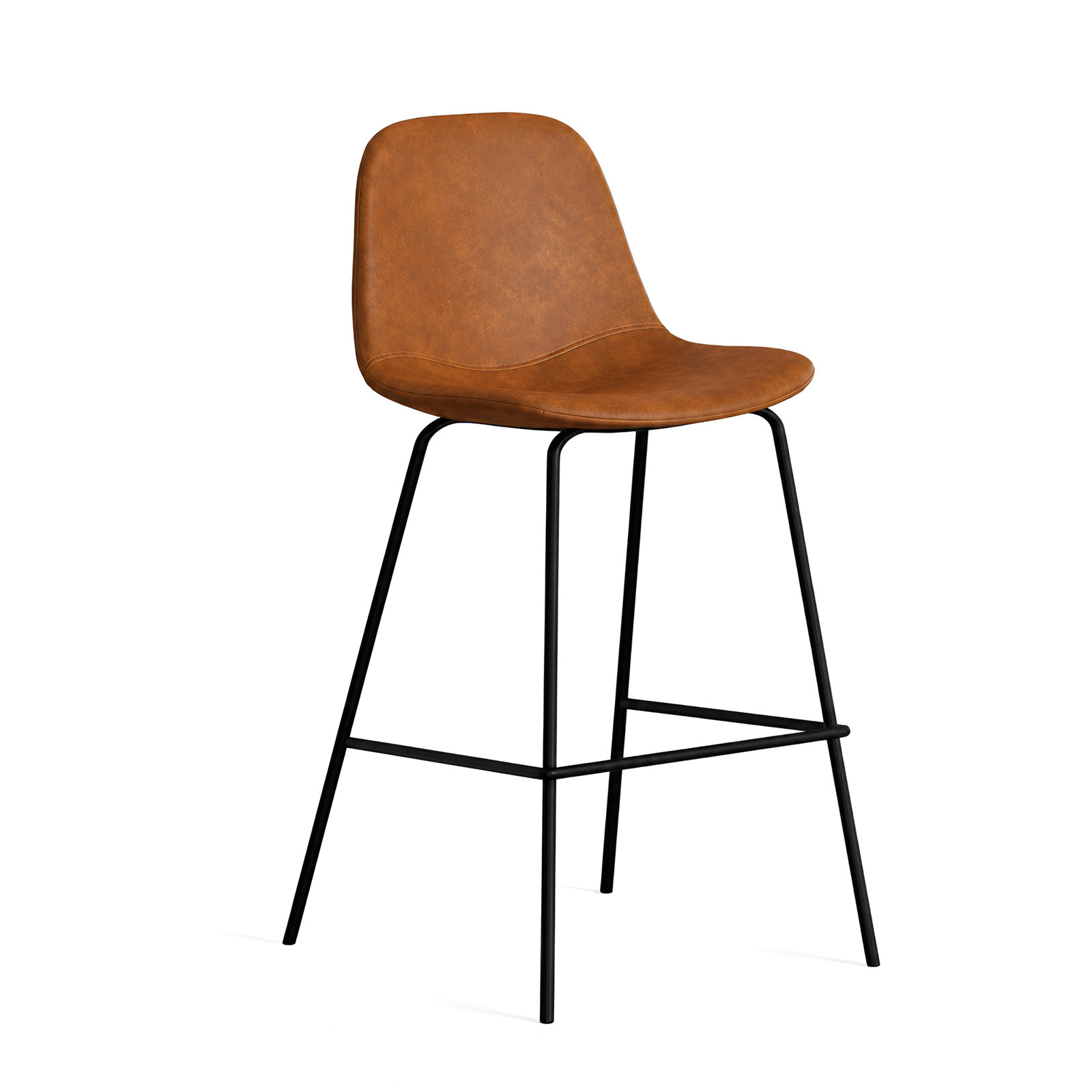 Kody Vegan Leather Bar & Counter Stool, Counter Stool (23.75" Seat Height), Saddle Tan Vegan Leather