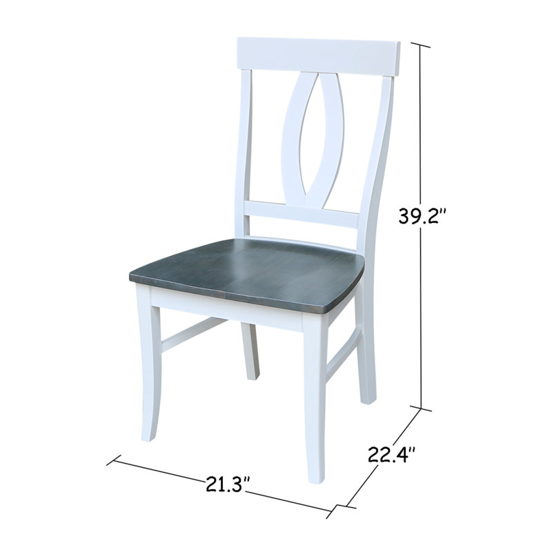  Arite Solid Wood Side Chair, White/Heather Gray