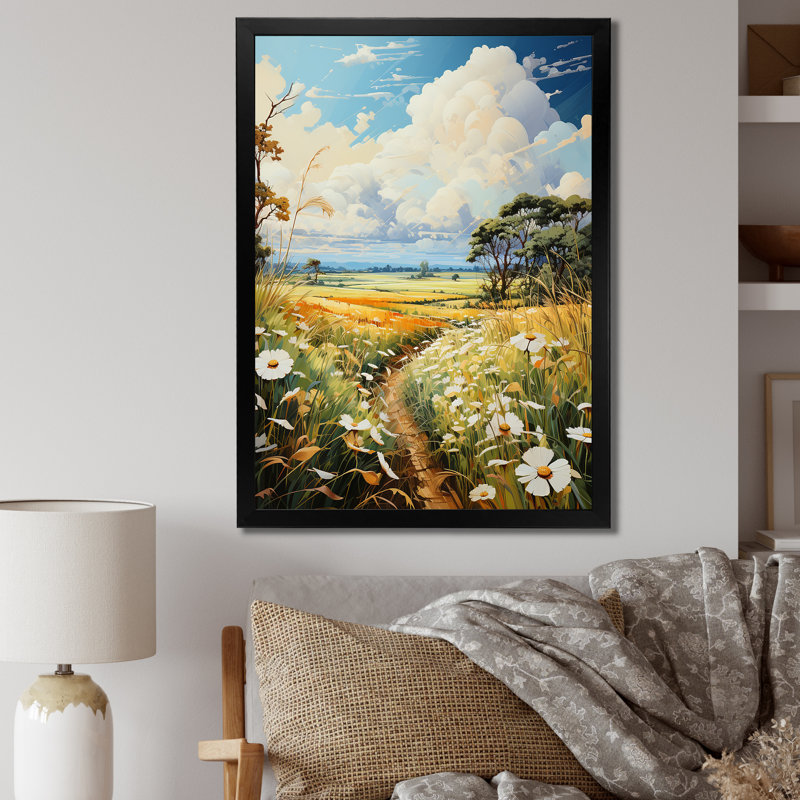 Caydren " Meadow Emerald Expanse Meadow ", Black Picture Framed, 44" H x 34" W x 1.5" D