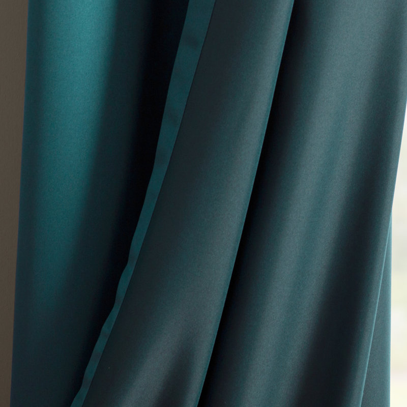 Teal Linen Blackout Grommet Curtain Panel, 40" x 84"
