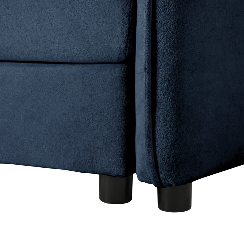 Deep Seat Sectional Cloud Sofa With 2 Ottomans & Soft Pillows, Loveseat Modular Couch For Living Room, Apartment,DIY Combination,Blue