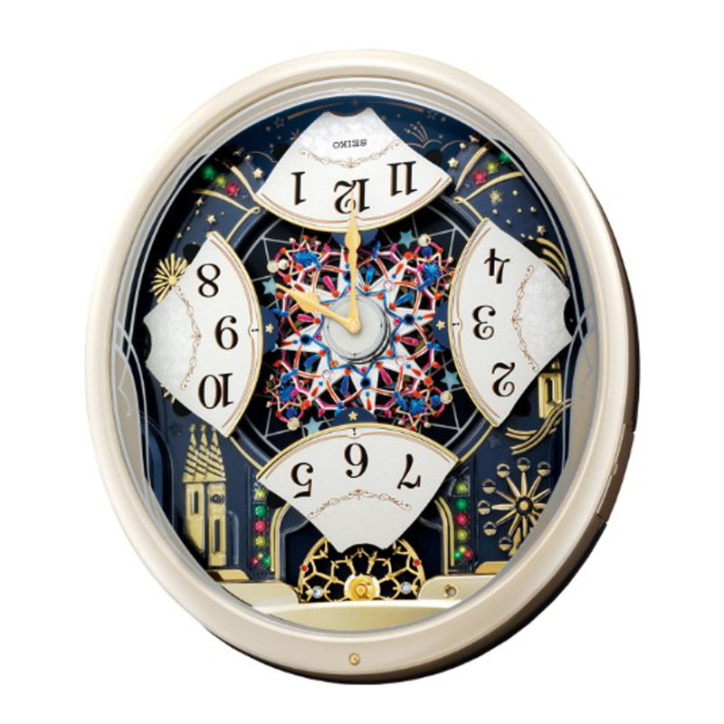 QXM239SRH Melodies In Motion Clock, Metallic Silver-Tone