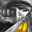 Toile train urbain | Art industriel encadré