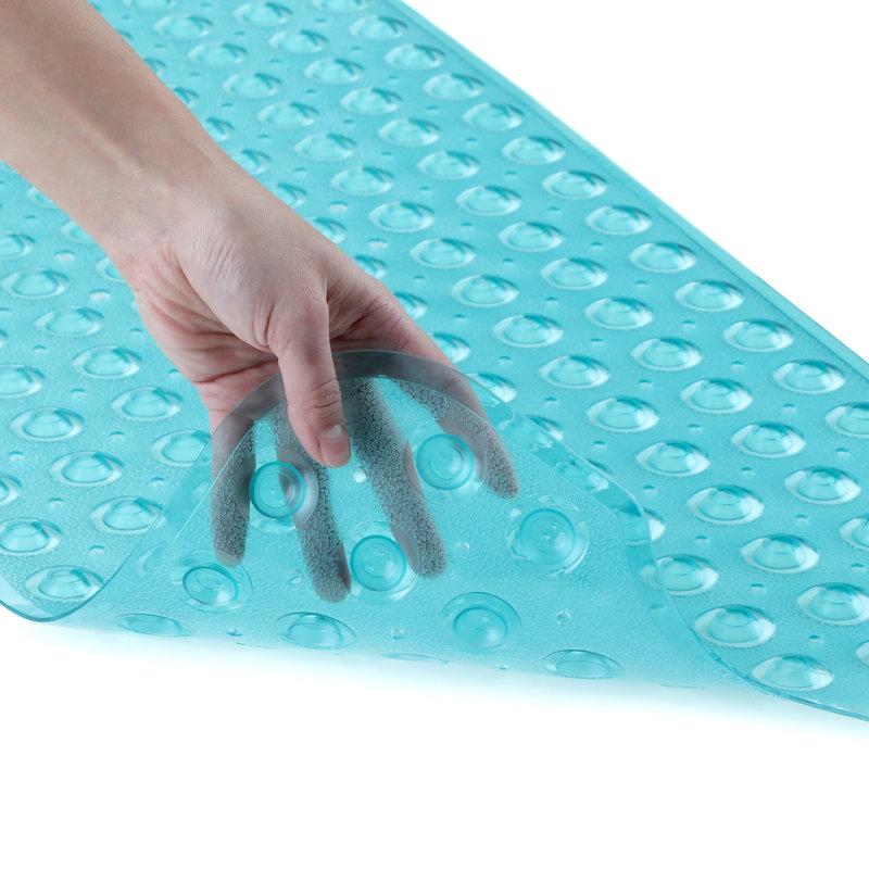 Tapis de bain extra long antidérapant avec ventouses, Turquoise
