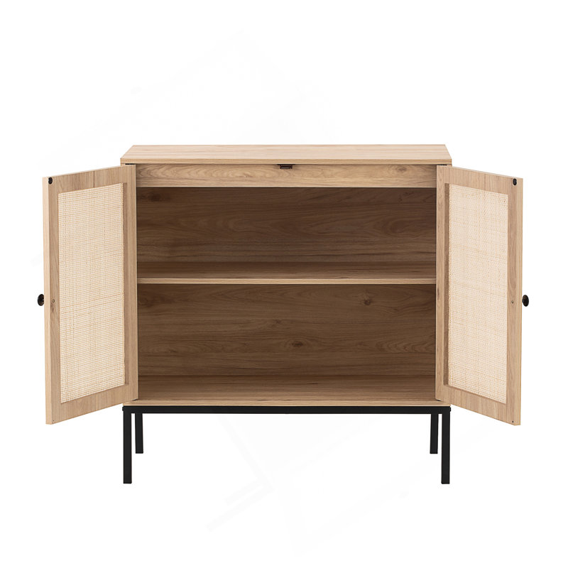 Set Of 2 Rolland A Console Table Side Table With Rattan Door