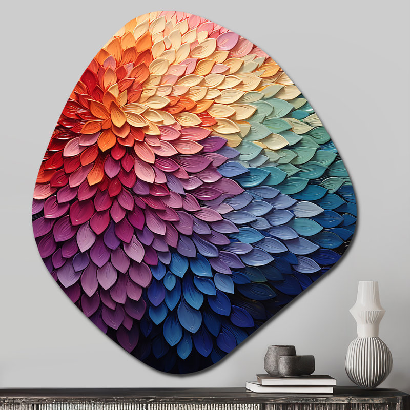 Forêt colorée Harmoney Forest II - pointillisme de forme irrégulière, art mural moderne en métal asymétrique