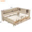 Lit de jour au lait blanc antique avec tablettes et tiroirs de rangement, fabrication en bois massif pour un attrait durable, tablettes de rangement pleine grandeur à 3 tiroirs, finition robuste et durabilité-130576382